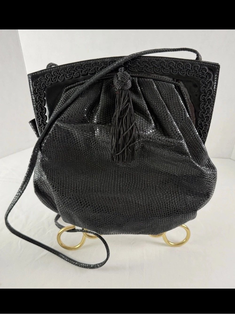 Braccialini Nordstrom Leather Embossed Reptile Hand Bag Purse Crossbody Italy